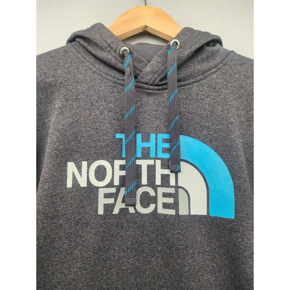 The North Face Mens Hoodie Gray Graphic Logo Pullover Sweatshirt Medium Gorpcore